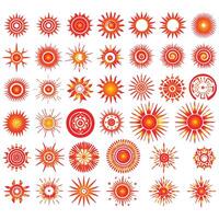 Stylized Sun Symbols Set Close Up vector