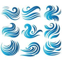 Stylish Pack of Blue Waves Patterns vector