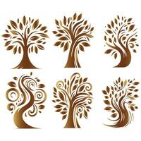 Minimalist Set of Stylish Tree Design vector