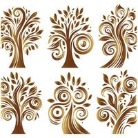 Classic Stylish Tree Design Set vector