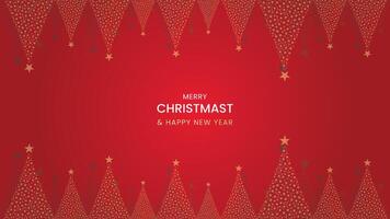 christmas background isolated in red background contain golden tree from the star shape vector