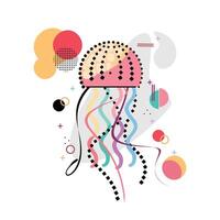 jellyfish abstract memphis retro design vector