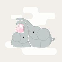 cute abstract elephant with heart vector
