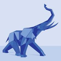 abstract geometric elephant blue color vector