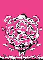 pink background with bomb smoke effect blowing into the clouds. vector