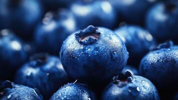Close-up of Dewy Blueberries with Shallow Depth of Field photo