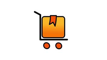 Looping animation of a moving cardboard box, indicating that the product is currently in delivery process video