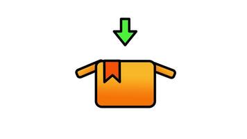 Looping animation of a package with a arrow badge, indicating the arrival of a new customer order video