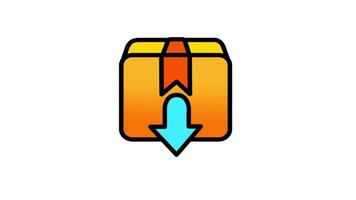 looping animation representation of a download arrow, indicating the action of obtaining products or files directly to devices. video