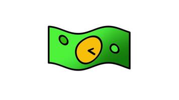Looping animation of a clock with a money, symbolizing a pending payment for a recent order video