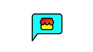 Looping animation of a speech bubble with a star and a user profile, representing feedback or ratings from the seller to the customer video