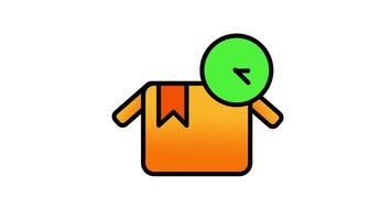 Looping animation of a cardboard box with time, representing the product packing stage before shipment video