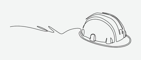 Continuous one line drawing of safety helmet. Industry, engineering, protection concept. Editable stroke . vector