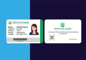 Student id card Template design perfect for University, School, College, Training Center, Course, staff or event purposes. This design features a professional layout with customizable fields PVC. vector