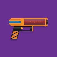 A gun on a purple background with a blue stripe vector