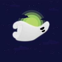 A ghost with a green face and a yellow light vector