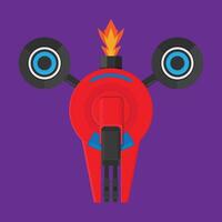 A red robot with two eyes and a fire coming out of it vector