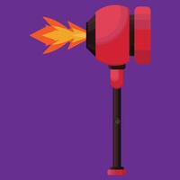 A red and black hammer with a fire coming out of it vector