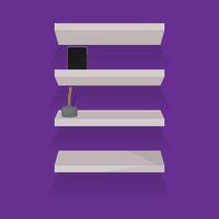 A white shelf with a tablet and a pencil on it vector