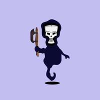 A cartoon character with a skull and a staff vector