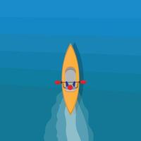 An illustration of a kayak in the ocean vector