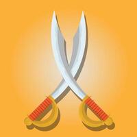 Two swords on a yellow background vector