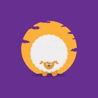 A cartoon sheep standing in front of a full moon vector