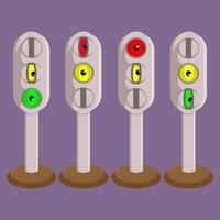 A set of traffic lights with different colored eyes vector