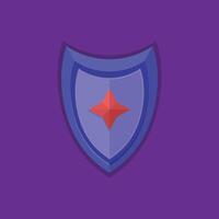 A purple shield with a red star on it vector