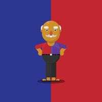 An old man with a mustache standing on a red and blue background vector