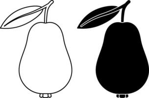 outline silhouette Psidium guajava fruit icon set vector