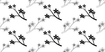 outline silhouette sakura branch seamless pattern vector