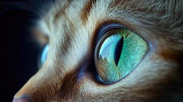 Close-up of a Cat's Green Eye with Blurred Fur photo
