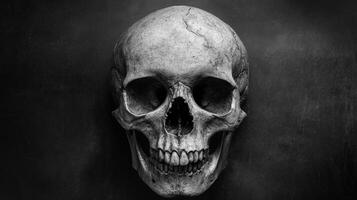 A Close-Up of a Human Skull with Visible Teeth photo