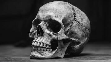 Close-up of a Human Skull with Visible Teeth photo