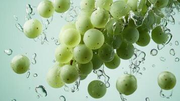 Green Grapes Splashing in Water photo