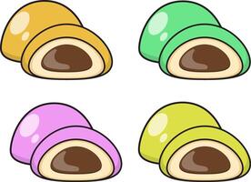 Japanese mochi with various colors vector