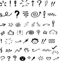 Line hand drawn doodle expression elements vector