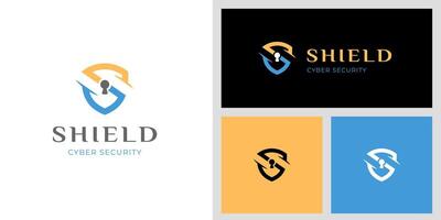 Initial Letter S Shield locked for Secure, Safe ,Secret, Strong security Label Emblem Badge logo design vector