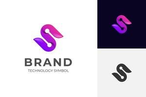 initial letter s technology logo design. connect symbol icon logotype for abstract digital dots connection vector