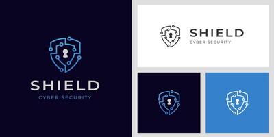 cyber security logo icon design with shield and lock key graphic idea for website security, online secure logo template vector