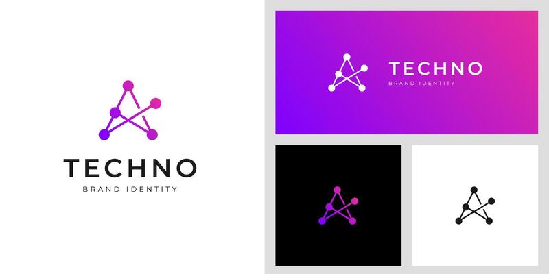 Letter A tech logo icon design line style with arrow symbol, growth start up design idea for brand technology, futuristic, biology logo template
