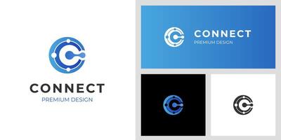 Global connect logo icon design with abstract letter C design idea for brand technology logo design vector
