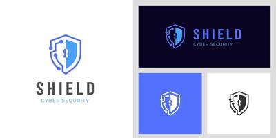 cyber security logo icon design with shield and lock key graphic idea for website security, online secure logo template vector