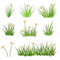 Set of grass cartoon element vector