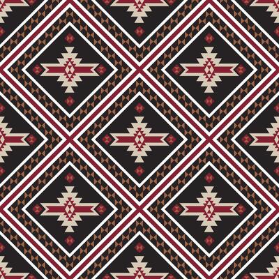 Colorful aztec southwestern tile pattern. Aztec southwestern geometric square shape seamless pattern. Native American geometric pattern use for fabric, textile, home decoration element, etc.