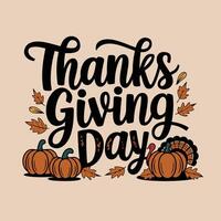 Thanksgiving day lettering design background vector