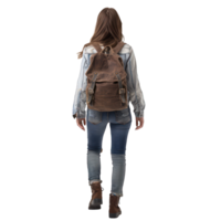 backside image of a girl wearing shoulder bag transparent background png