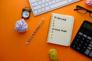 Create a highly productive workspace using a detailed todo list and an effective action plan photo
