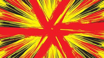 Chaotic abstract burst design with bold red, yellow, and black streaks radiating from the center. vector